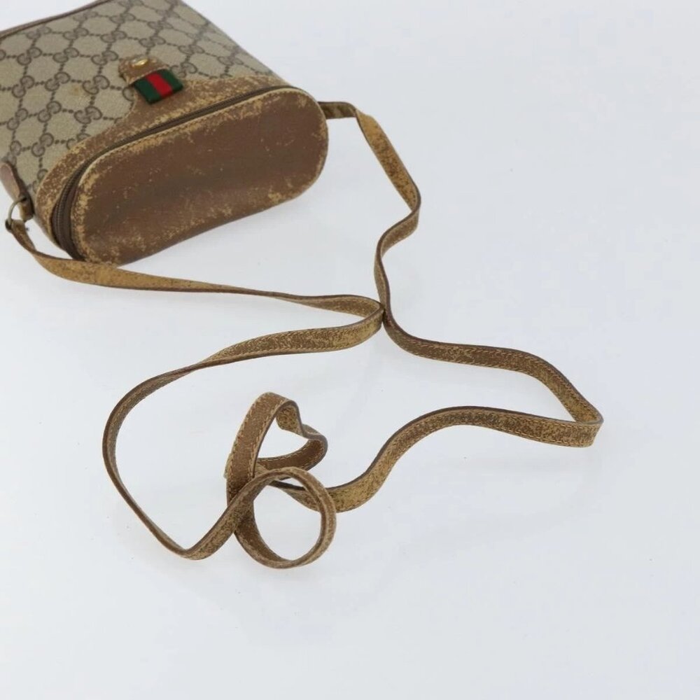 GUCCI GG Supreme Web Sherry Line Bag PVC Beige Gold 904 02 070 Auth 152352 - Picture 8 of 16